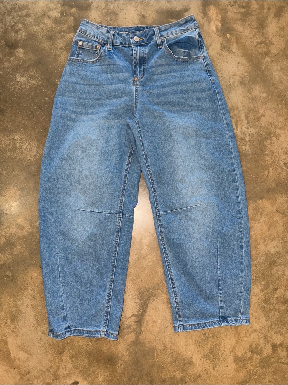 Sidefeel High Rise Barrel Leg Jeans Light Wash Cropped Denim Size 4